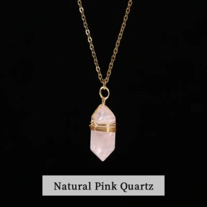 Change Better Natural Pink Quartz Amethyst Hexagon Column Pendant Necklace - Image 13