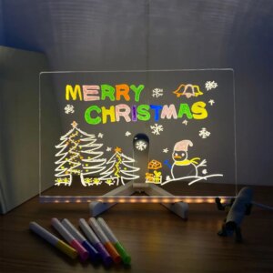 Led Light Up Acrylic Message Board Erasable Children's Painting Drawing - Image 4