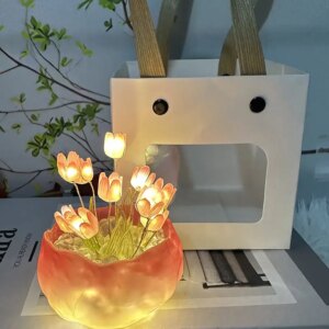 Mini Tulip Night Light Handmade Diy Materials Cute Home Decor - Image 9