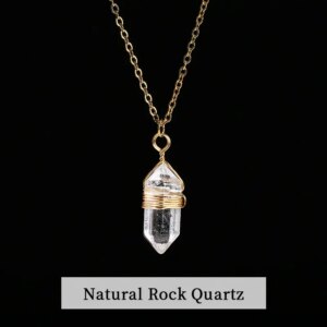 Change Better Natural Pink Quartz Amethyst Hexagon Column Pendant Necklace - Image 12