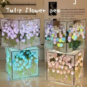 Handmade Diy Tulip Flower Cube Night Light Gt Full Set - Image 6