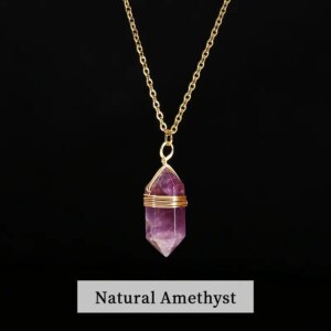 Change Better Natural Pink Quartz Amethyst Hexagon Column Pendant Necklace - Image 7