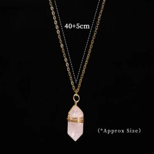 Change Better Natural Pink Quartz Amethyst Hexagon Column Pendant Necklace - Image 6