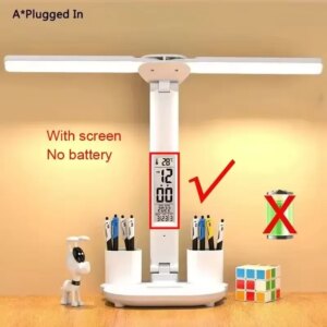 Rotating Foldable 180 Rechargeable Led Clock Dimmable Desk Lamp Desktop - Image 7