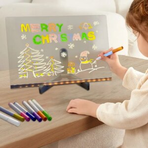 Led Light Up Acrylic Message Board Erasable Children's Painting Drawing - Image 1